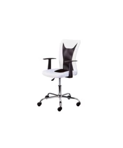 Poltroncina ufficio bianca con braccioli e ruote, 55x54,5x85-95 cm